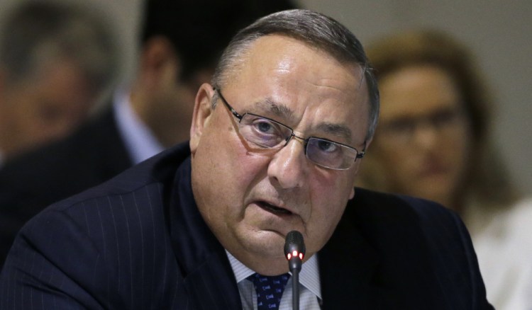 Gov. Paul LePage speaks at a governors meeting in Boston in August.