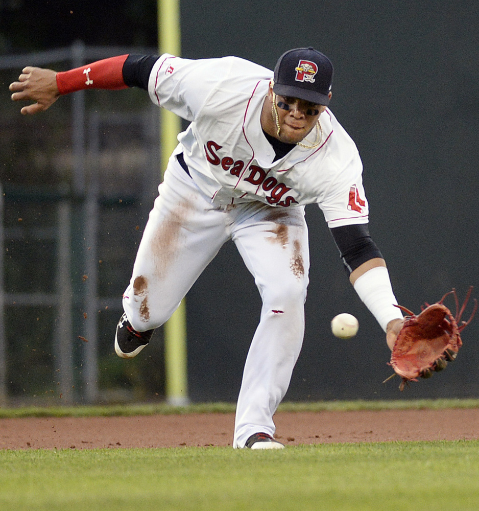 One reason the Boston Red Sox may send Yoan Moncada to the Arizona Fall League would be to work on his fielding. Moncada is still learning to play third base – a position where Boston needs help. Sunday was only his eighth game at the position with the Portland Sea Dogs.
