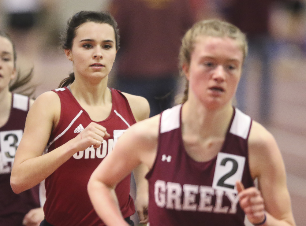 Tia Tardy, left, is the top seed in the girls' division of the high school mile portion of the Beach to Beacon, and Katherine Leggat-Barr, right, is seeded second. The race will be held Friday, the day before the Beach to Beacon main event.