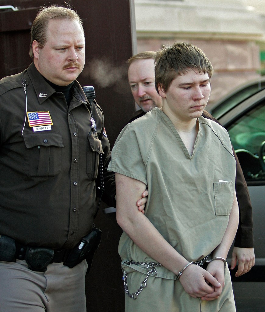 Brendan Dassey, shown in 2006 when he was 16, is escorted out of a Manitowoc County Circuit courtroom in Manitowoc, Wis. A federal court in Wisconsin overturned the conviction of Dassey, who was found guilty of helping his uncle kill Teresa Halbach in a case profiled in the Netflix documentary "Making a Murderer, but the state's attorney general is appealing that decision." 