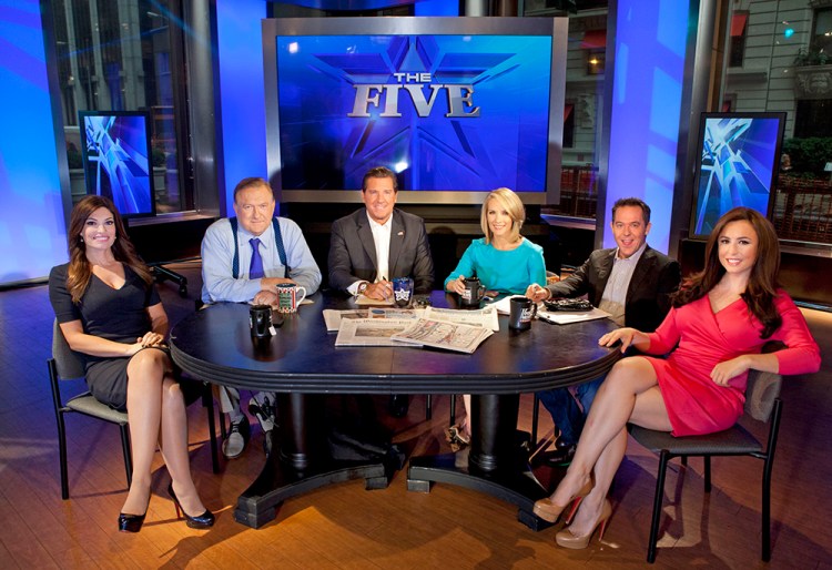 Co-hosts of Fox News Channel's "The Five," from left, Kimberly Guilfoyle, Bob Beckel, Eric Bolling, Dana Perino, Greg Gutfeld and Andrea Tantaros. At the time this photo was taken, In 2013, "The Five" had emerged as Fox's second most popular show, behind only Bill O'Reilly. Carlo Allegri/Invision/AP