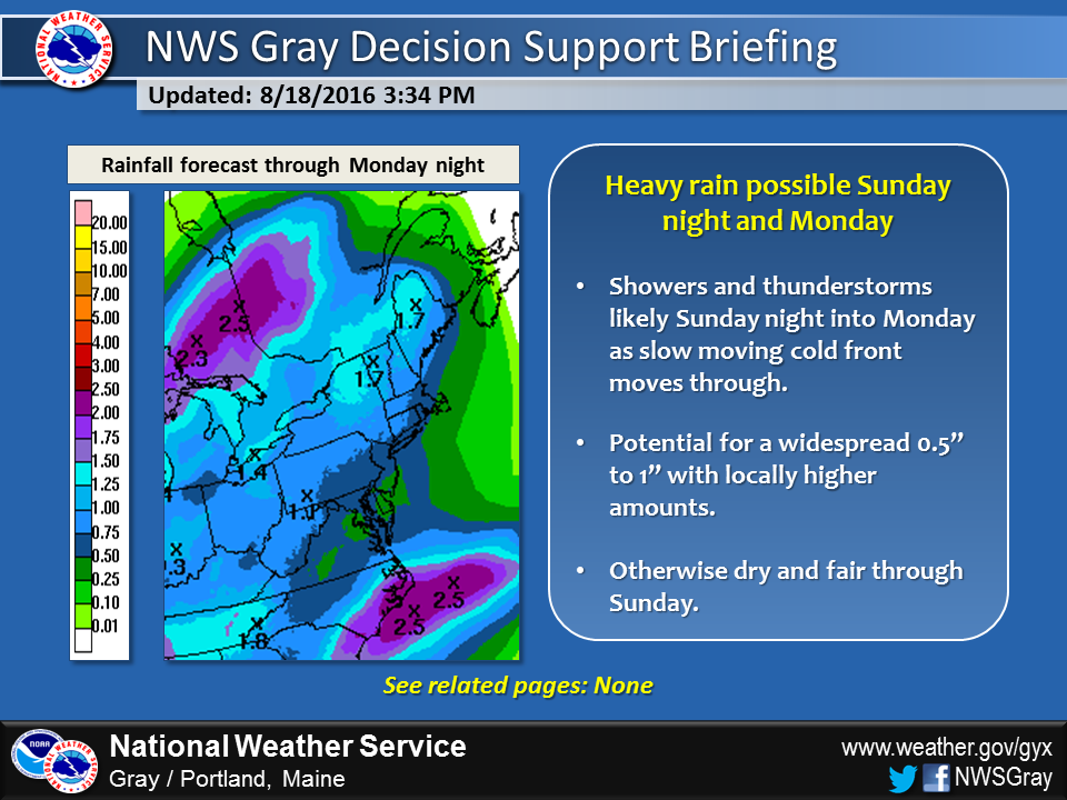 Showers may bring a soaking rain to the region Sunday night and the first part of Monday