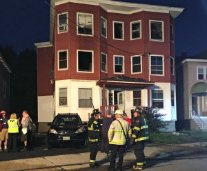 Firefighters remained on the scene at 732 Forest Ave. for several hours Tuesday morning to investigate the cause of a fire that started in a storage in the rear of the building. Photo courtesy of WCSH
