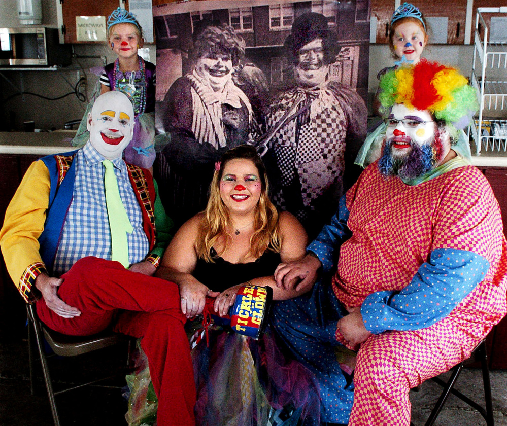 Trott Family Clowns include Coralie Spencer, 4, back left, Ava Ladd, 4, and Merle Trott Jr., front left, and Makayla and Mike Bernardini "It's going to be a big deal for us," Trott Jr. said.
