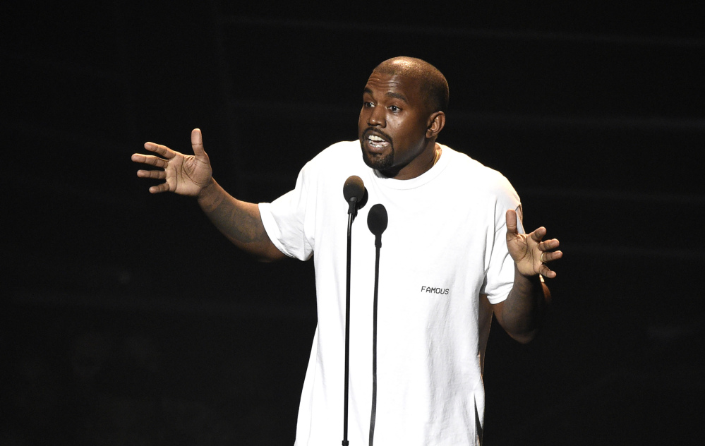 Kanye West appears Aug. 28 at the MTV Video Music Awards at Madison Square Garden in New York. He brought his "Saint Pablo Tour" to the small stage at a New York Fashion Week party, where he performed Friday under smoky, dark lights and ended his set with some outspoken words, per usual.