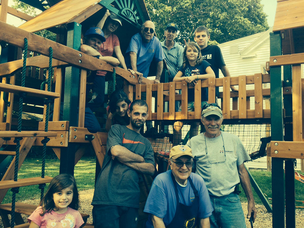 Brunswick Rotary Club members recently donated and assembled a new playset at the Tedford Housing emergency family shelter.