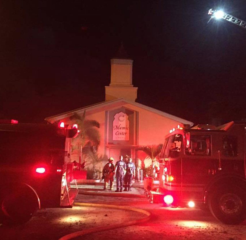 Police say there is video evidence showing somebody approaching the Islamic Center of Fort Pierce and starting the building ablaze early Monday morning.