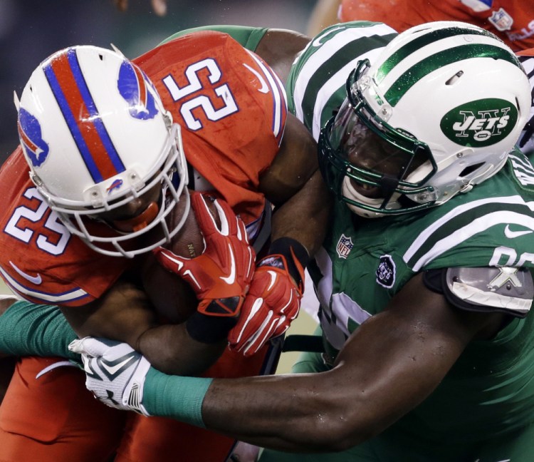 On Thursday, the Jets will wear white, the Bills red to avoid confusion for colorblind viewers who had issues last year when the Jets wore green, the Bills red.