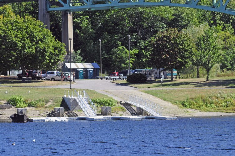 The East Side Boat Landing in Augusta, near where Sean Scanlon pulled a boy out of the Kennebec River on Friday evening.