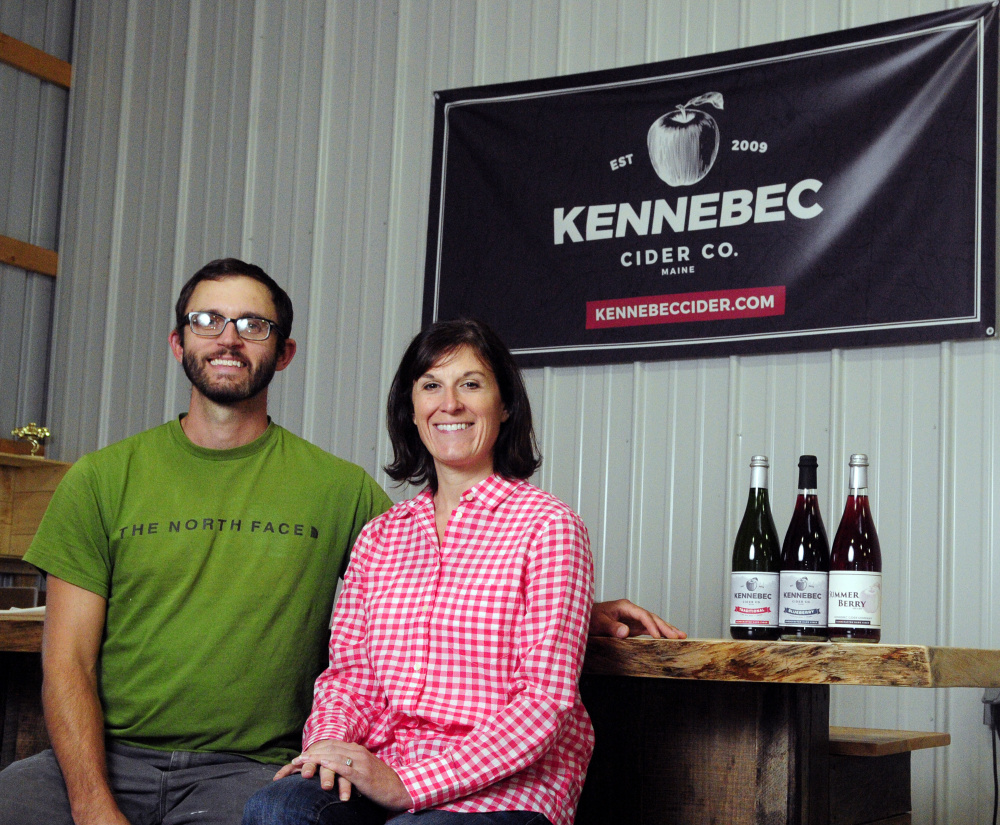 Nathan and Megan Hall of Kennebec Cider Co. in East Winthrop sell their hard cider in stores across Maine.