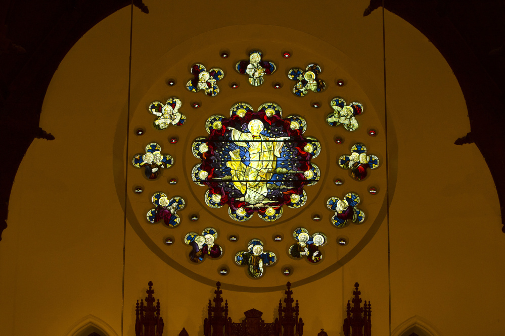 The Rose Window contains 37 window pieces, including 24 pinholes that are several inches across, 12 cruciform rosettes and the central window. The repairs cost about $1.5 million.