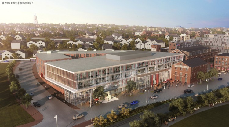 Contemporary buildings would be built around historic brick buildings that will be preserved and restored on the former Portland Co. site. One of those buildings, the Pattern House, is expected to be moved 230 feet closer to the waterfront.