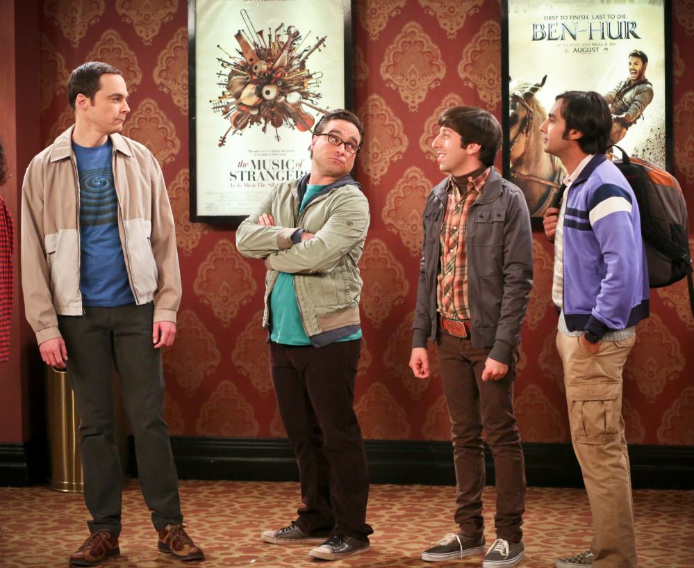 Jim Parsons, from left, Johnny Galecki, Simon Helberg and Kunal Nayyar appear in a scene from "The Big Bang Theory."  The show has been extended for two more years.
