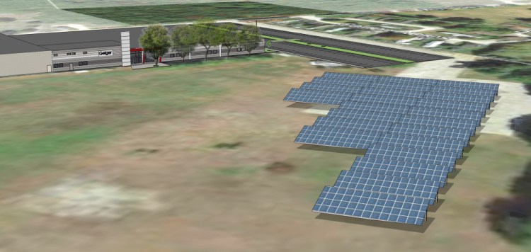 ReVision Energy of Portland will install one of the larger private solar arrays in the state, shown in this rendering, at Geiger's headquarters in Lewiston.