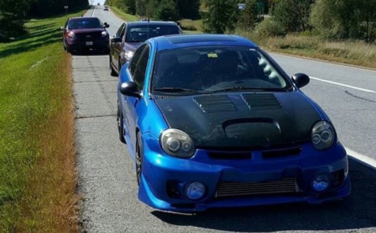 This Dodge Neon was clocked at 146 mph in a 70 mph zone on Interstate 95 near Pittsfield on Wednesday, Maine State Police say.