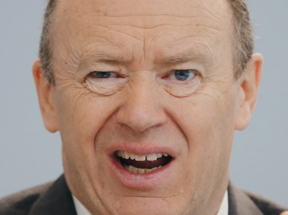 CEO of Deutsche Bank John Cryan speaks during the annual news conference in Frankfurt, Germany, on Jan 28.