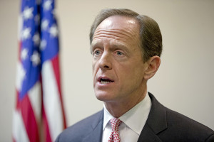 Sen. Pat Toomey, R-Pa., speaks during a news conference in Philadelphia. Democrats are sounding increasingly concerned about their chances of retaking control of the Senate, as Republicans demonstrate a commanding fundraising advantage and Hillary Clinton’s lead narrows in key battleground races. (AP Photo/Matt Rourke, File)