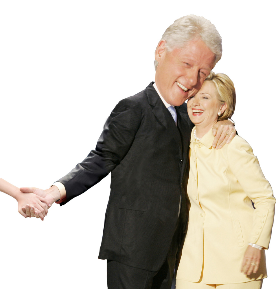 Former U.S. President Bill Clinton embraces his wife, former first lady and current New York Senator Hillary Rodham Clinton, after she introduced him prior to his speech on the opening night of the Democratic National Convention, at the FleetCenter in Boston, July 26, 2004. Clinton promised on Monday to be a "foot soldier" in John Kerry's fight for the White House as a unified and determined Democratic Party opened its national convention with a ringing call to battle in November. REUTERS/Gary Herhorn US ELECTION  HB/ - RTR7EYP
