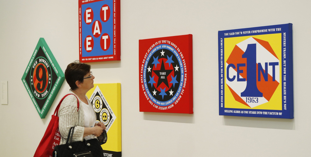 A view of "Robert Indiana: Now and Then," on view at the Bates College Museum of Art.
