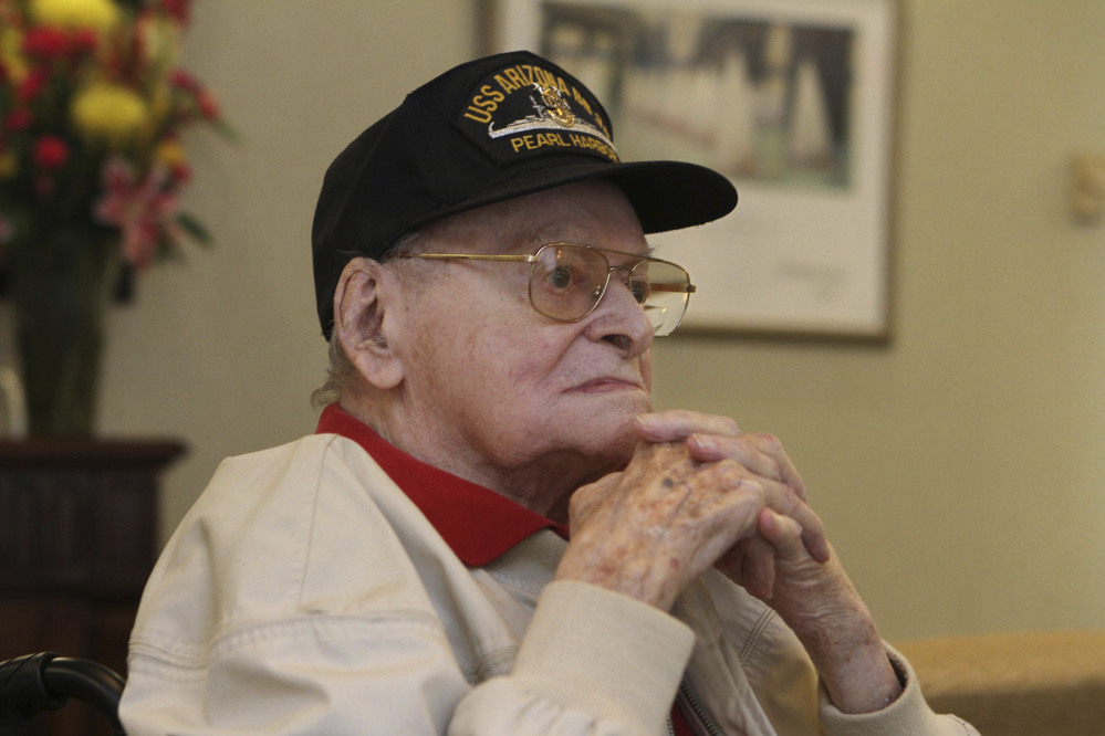 Raymond Haerry is photographed at West View Nursing & Rehabilitation in West Warwick, R.I., on April 20. Haerry, one of the last living crew members on the USS Arizona during the Japanese attack on Pearl Harbor, died Sept. 27 in Rhode Island.