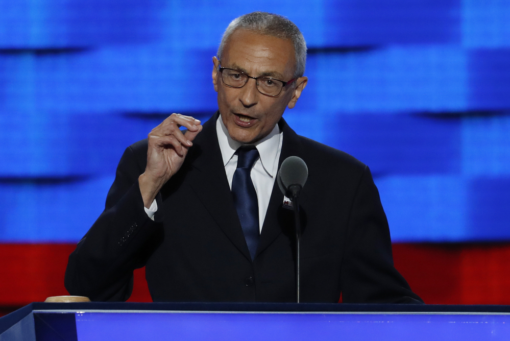 John Podesta, Hillary Clinton's campaign chairman, accused Roger Stone, a longtime Donald Trump aide, of receiving "advance warning" about WikiLeaks' plans to publish thousands of hacked emails and suggested the Republican candidate is aiding the unprecedented Russian interference in American politics.