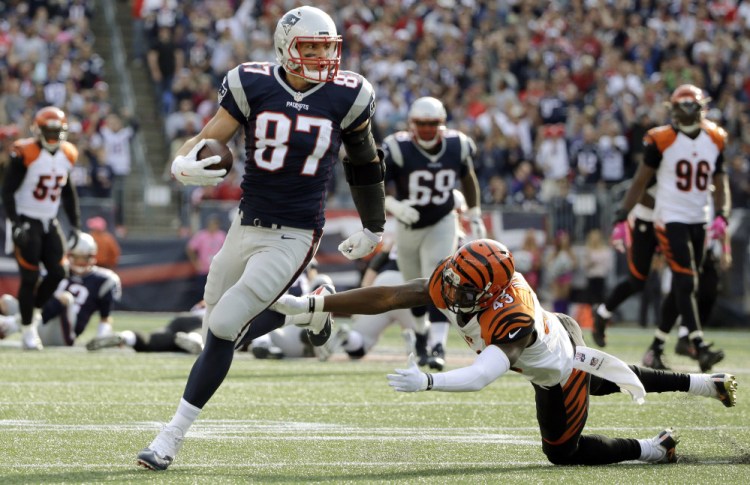 Rob Gronkowski missed the first two games of the season but is back to dominating defenses. He had a career-high 162 yards receiving in the Patriots' 35-17 win over Cincinnati on Sunday.