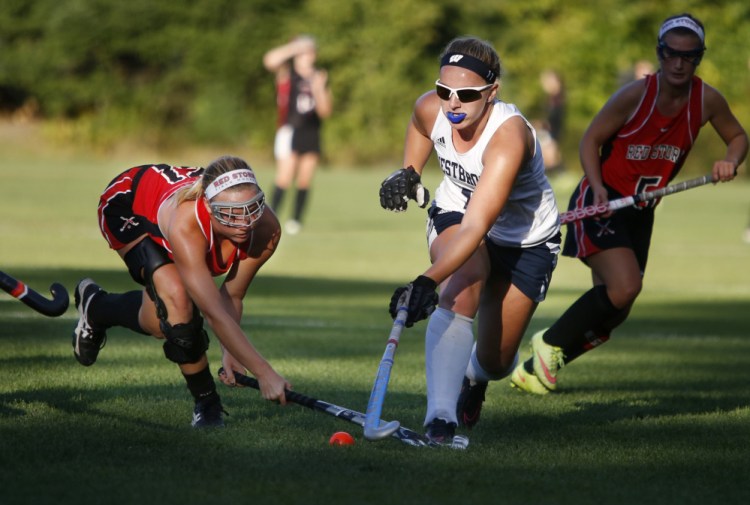 Junior midfielder Camryn LaPierre, seen in action Sept. 24 against Scarborough, says the Blazes know that one goal can be enough to give them a win because "we have an awesome defense."