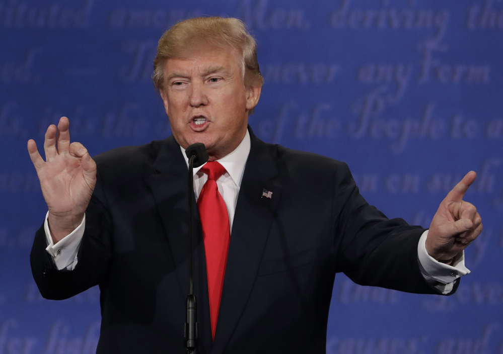 Donald Trump speaks during the third presidential debate with Hillary Clinton in Las Vegas on Wednesday. For seasoned Republicans, the aftermath of the debate brought a feeling that the election is lost.