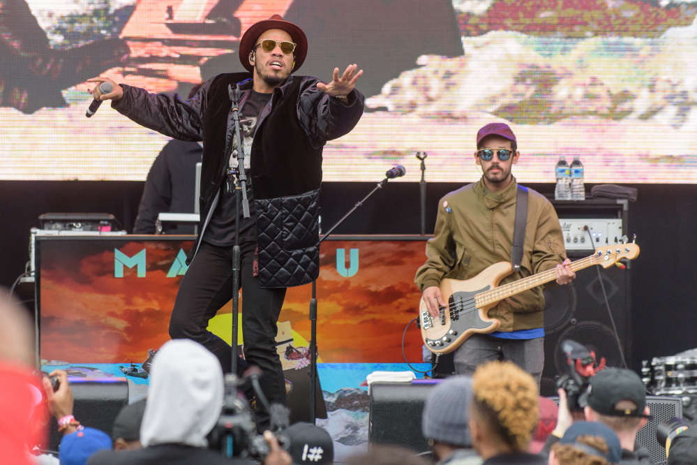 Anderson .Paak and the Free Nationals perform on the main stage at the 2016 Broccoli City Festival in Washington. 