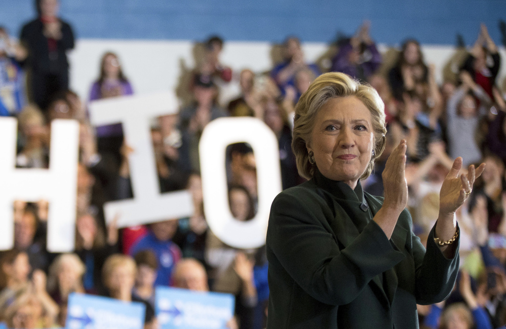Democratic presidential candidate Hillary Clinton speaks at Cuyahoga Community College in Cleveland on Friday.