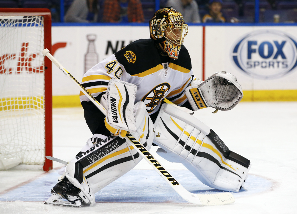 Tuukka Rask, seen in a game Oct. 22, got his third shutout of the season Sunday in Colorado, with some critical saves in a low-scoring game.