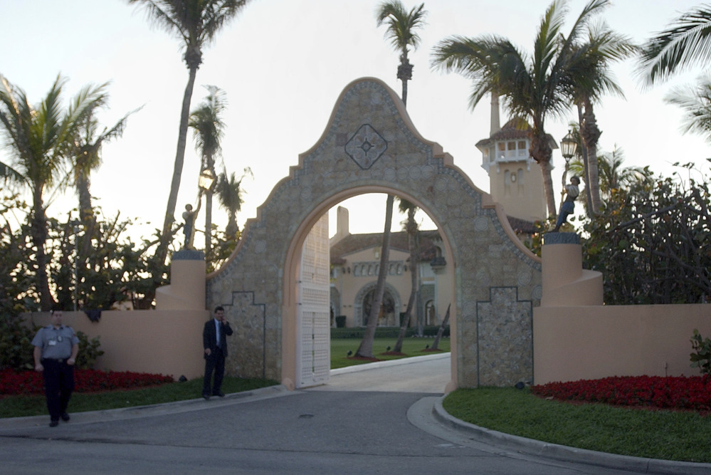 Associated Press File Photo/Alan Diaz
The entrance of Mar-a-Lago in West Palm Beach, Fla., is shown in 2005. Donald Trump received a $17 million insurance payment in 2005 for hurricane damage to Mar-a-Lago, his private club in Palm Beach, but The Associated Press found little evidence of such large-scale damage.