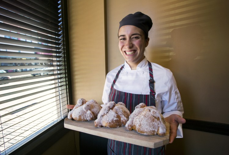 Pan de muerto made by Yazmin Saraya, pastry chef at Five Fifty-Five in Portland.
