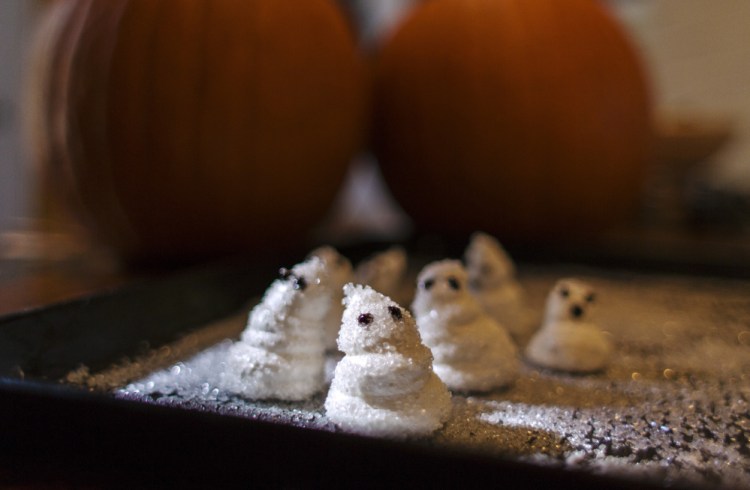These marshmallow ghosts were made with "bean water" instead of egg whites.