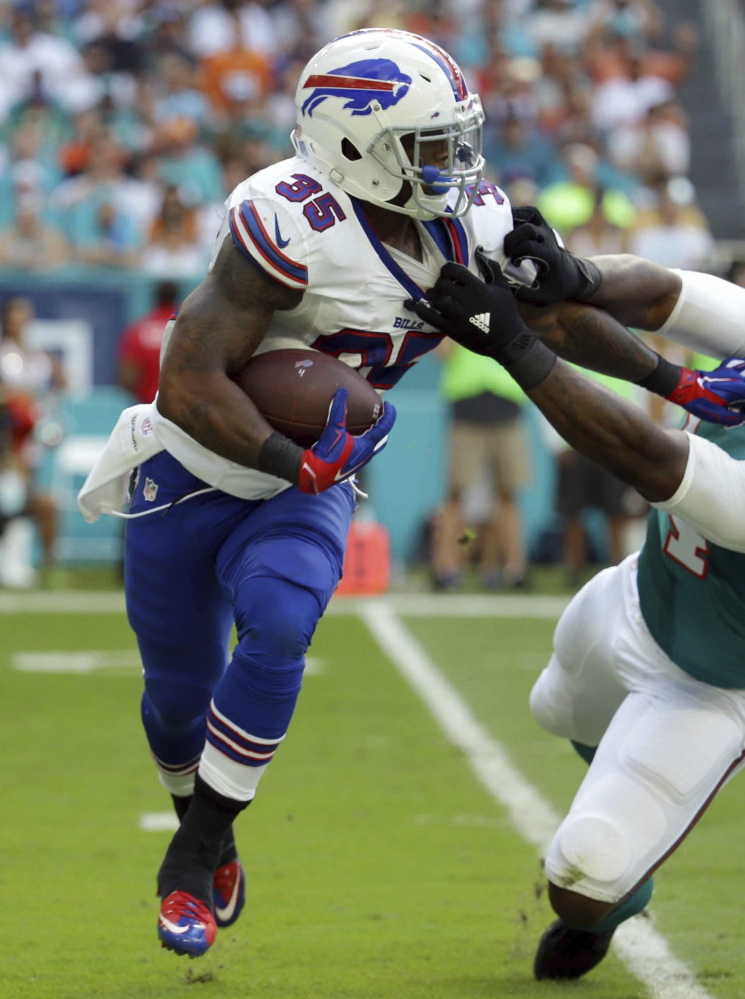 With LeSean McCoy's status in doubt because of a hamstring injury – he didn't practice Wednesday or Thursday – the Buffalo Bills are expected to center their running game on Mike Gillislee, left, and Reggie Bush when they take on the New England Patriots at home Sunday. Bush scored his first touchdown of the season last Sunday.