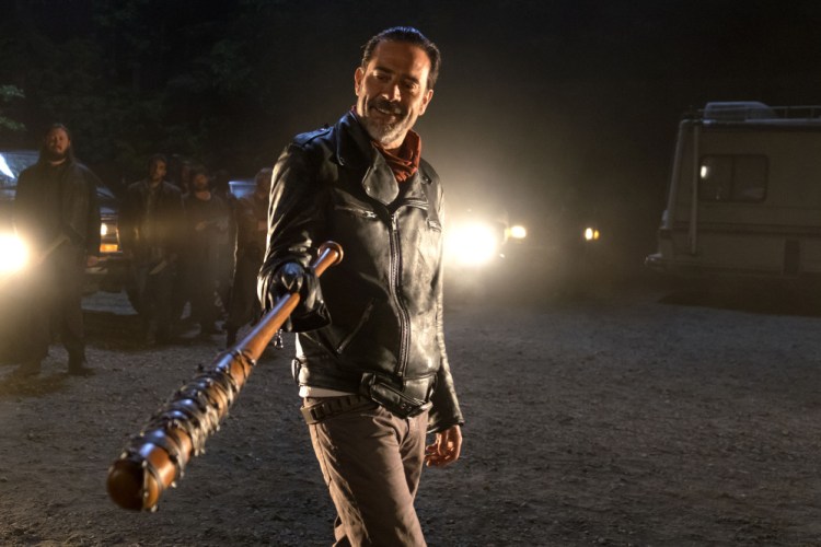 Jeffrey Dean Morgan as the villainous Negan in the season seven premiere of "The Walking Dead." 