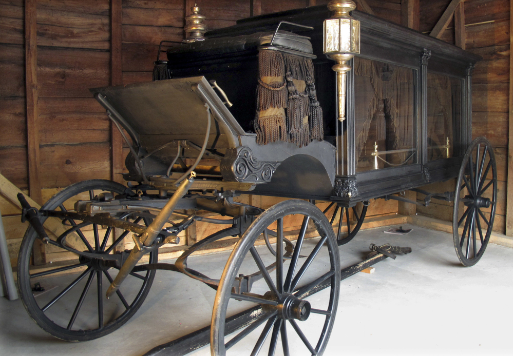 Horse-drawn hearses like the one housed in Chester, Vt., were once ordinary in New England villages, but faded into history as professional funeral directors replaced the part-time undertakers who shared the vehicles.