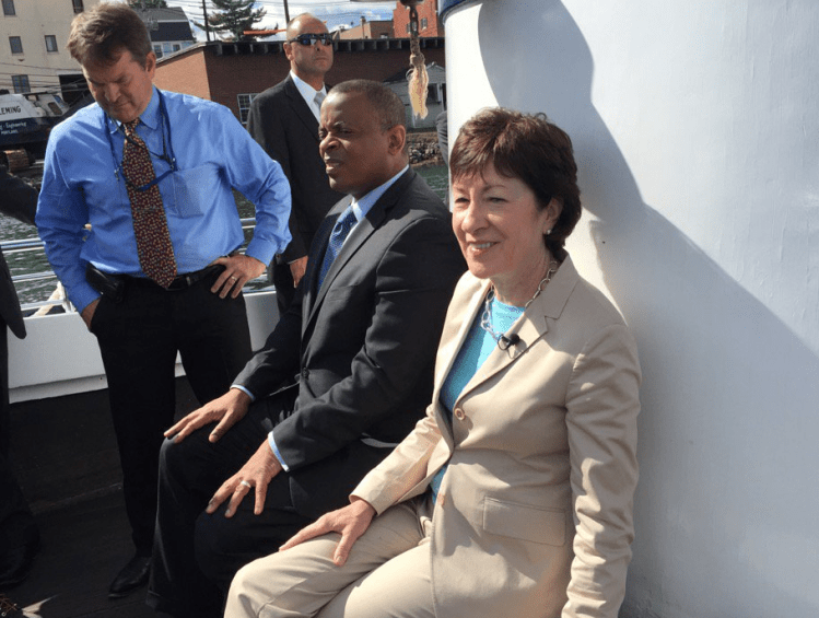 Sen. Susan Collins was in Kittery Monday to visit the Sarah Long Bridge along with U.S. Transportation Secretary Anthony Foxx.