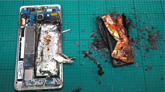 This Samsung Galaxy Note 7 handset caught fire during a lab test in Singapore. <em>Reuters</em>