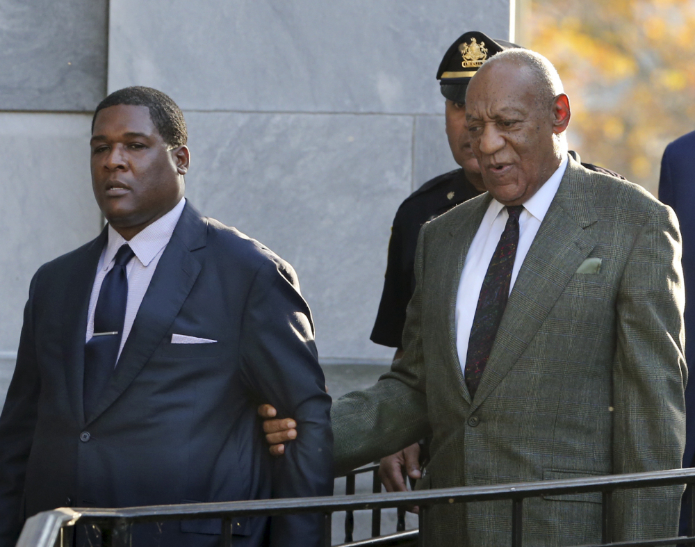 Bill Cosby leaves following a hearing in his sexual assault case at the Montgomery County Courthouse on Wednesday in Norristown, Pa.