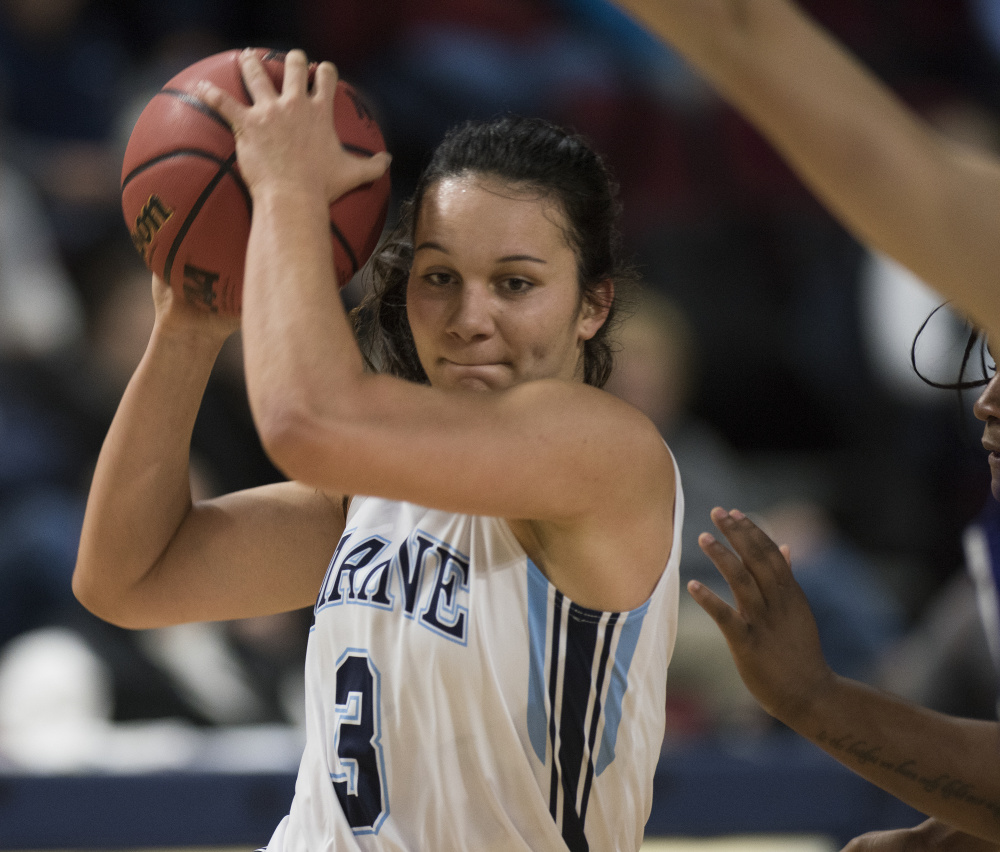 Naira Caceres, a 6-foot guard, is one of three freshmen from Spain on Maine's roster, which also includes two freshmen from Croatia and one each from Sweden and Canada.