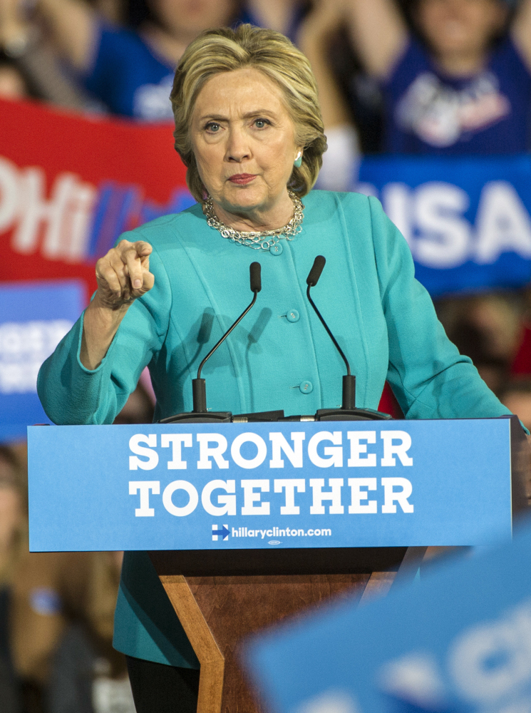 Hillary Clinton speaks at a rally in Cleveland on Sunday.
