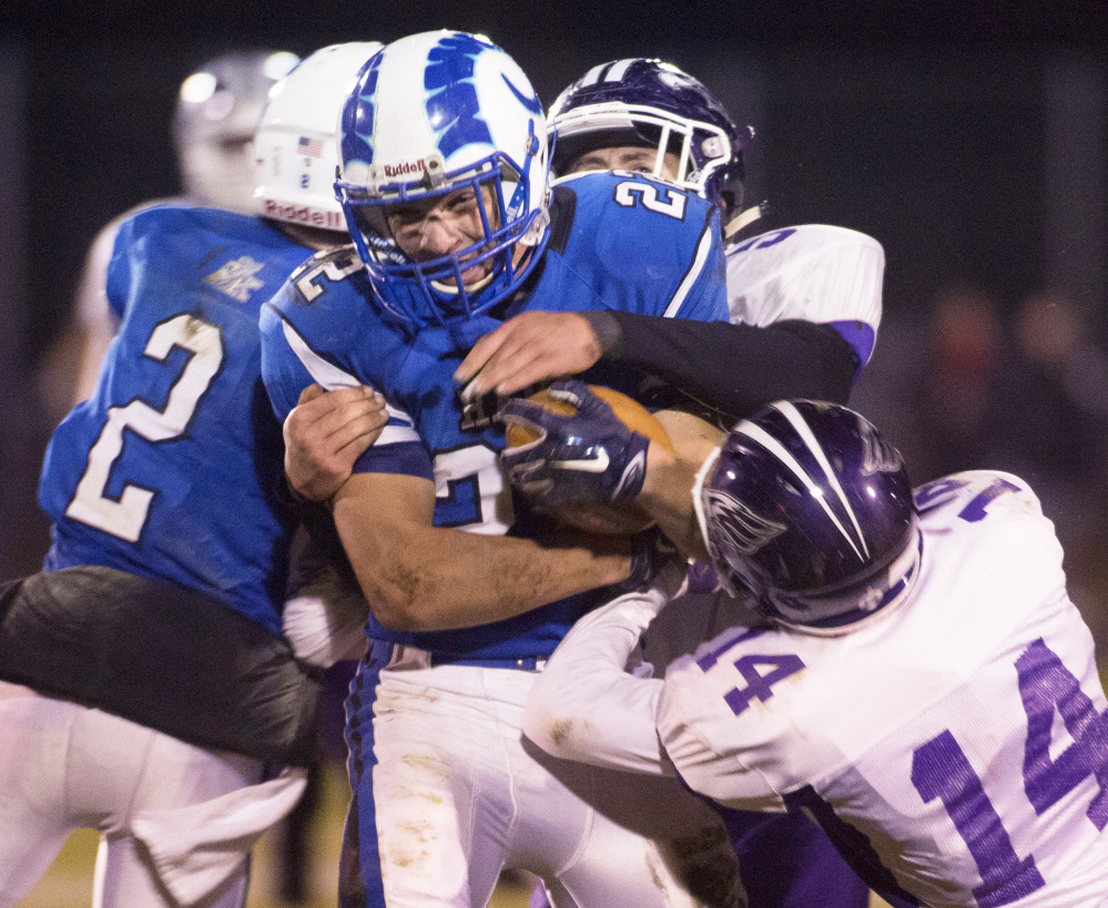 Kennebunk running back Jake Littlefield helped the Rams to a 13-7 playoff win over Marshwood, and says team unity is a key to the team success. "Through everything we work as a team. Play after play. If it's a mistake, just focus on the next one."