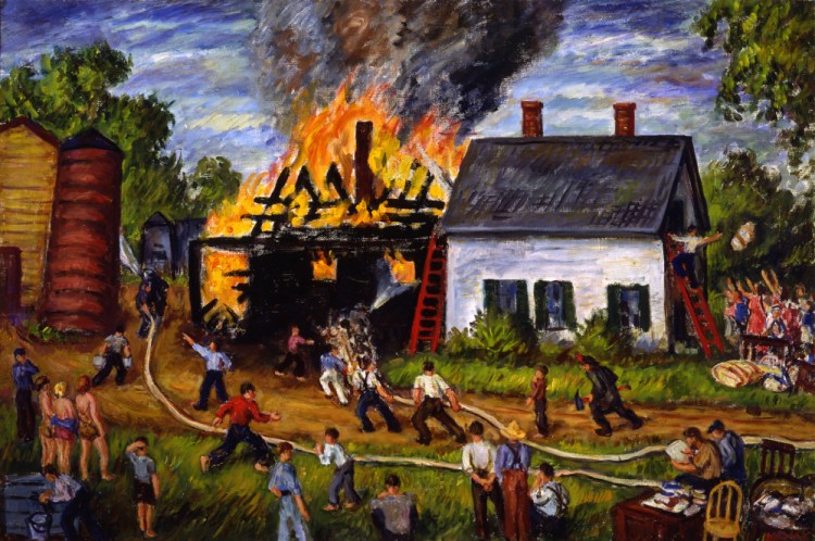 Waldo Peirce, "The Fire at East Orrington," from "Art of Disaster" at the Farnsworth.