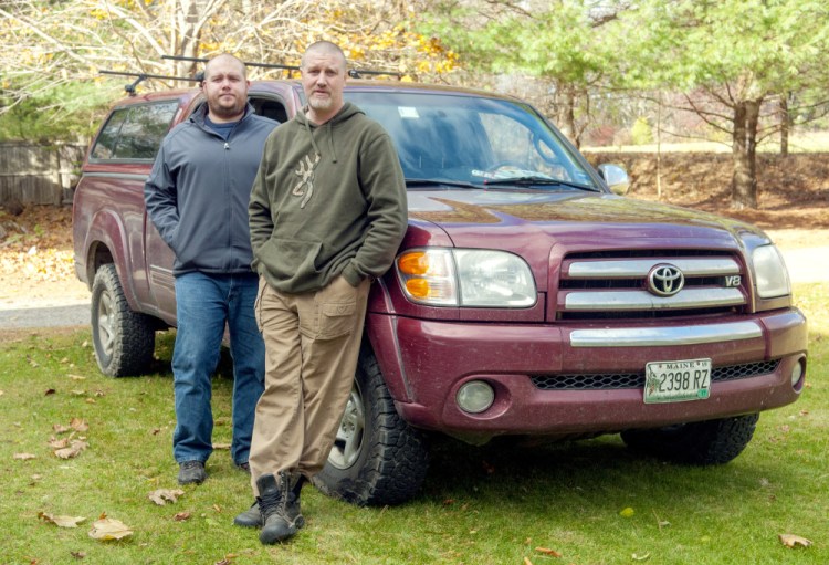 Tom Robinson, left, of Litchfield, and Ron Greco, of Cumberland, were driving near Jackman recently when they came upon a suspected drunken driver and reported it to police.