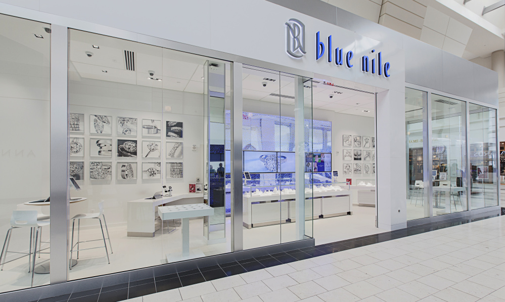 The Blue Nile Webroom at Washington Square in Portland, Ore., offers customers a chance to touch and feel the jewelry settings before placing their online orders. Many other online companies are betting on shoppers wanting stores.