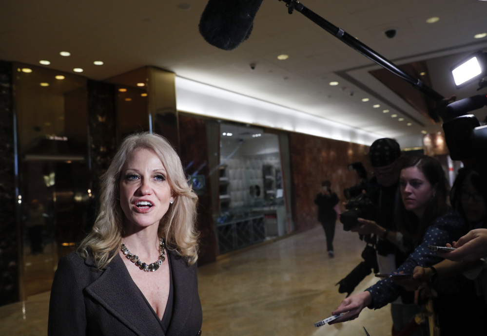 Kellyanne Conway, campaign manager for President-elect Donald Trump, speaks to media at Trump Tower on Wednesday in New York.