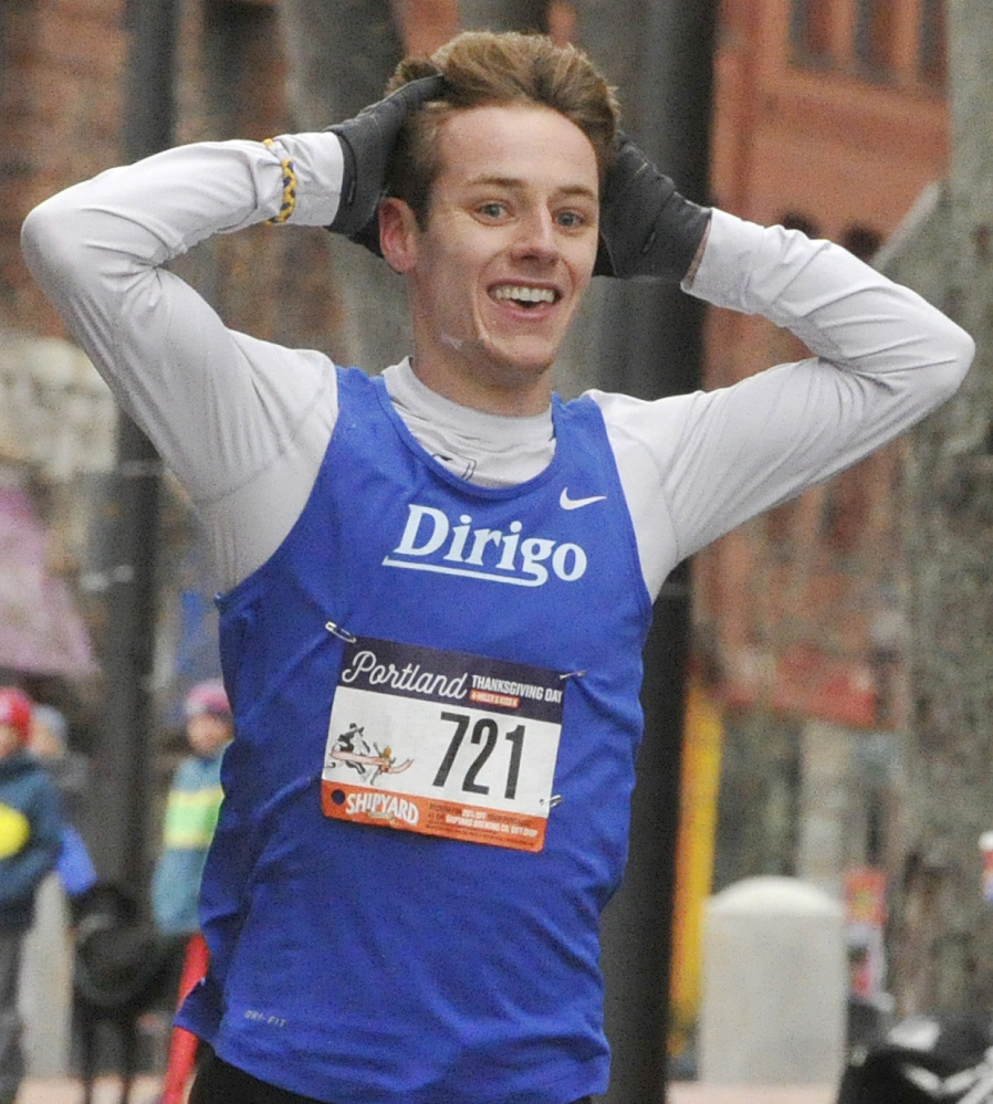 Ben Decker of Yarmouth was the first runner across the finish line Thursday in an even 20 minutes.