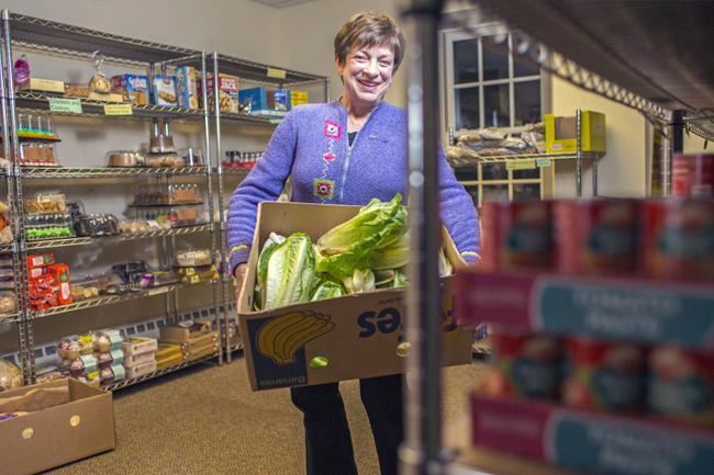 Dorothy Blanchette, president of the Falmouth Food Pantry, says her work at the pantry is more than just a way to distribute food – it helps her connect to people who are struggling.