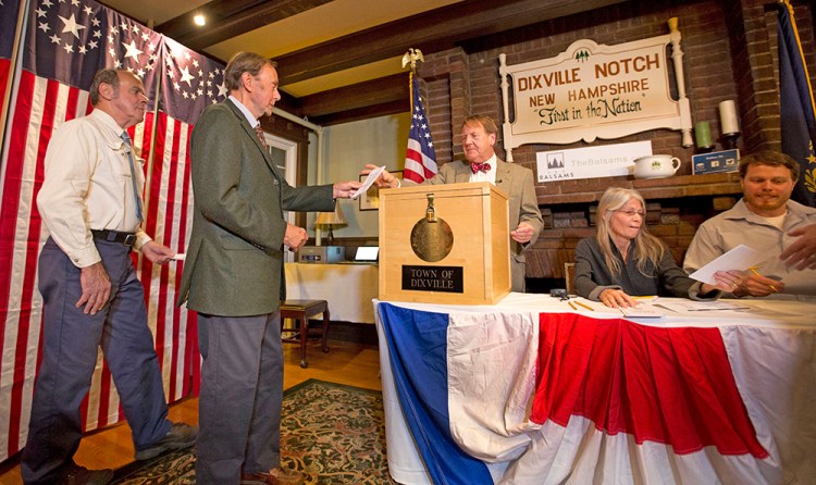 Voters in Dixville Notch, Va., cast their ballots just after midnight Tuesday  in Dixville Notch, N.H. 